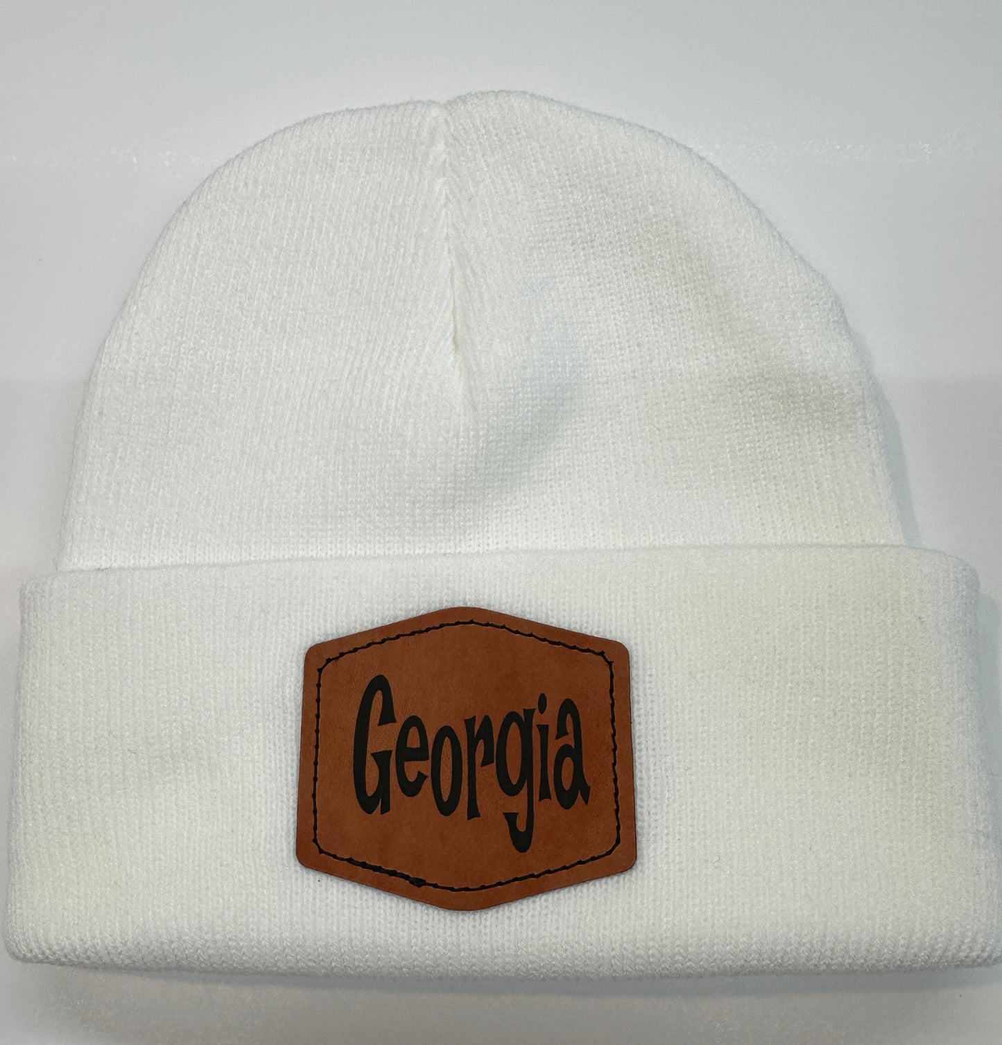 Custom Leather Patch Beanie