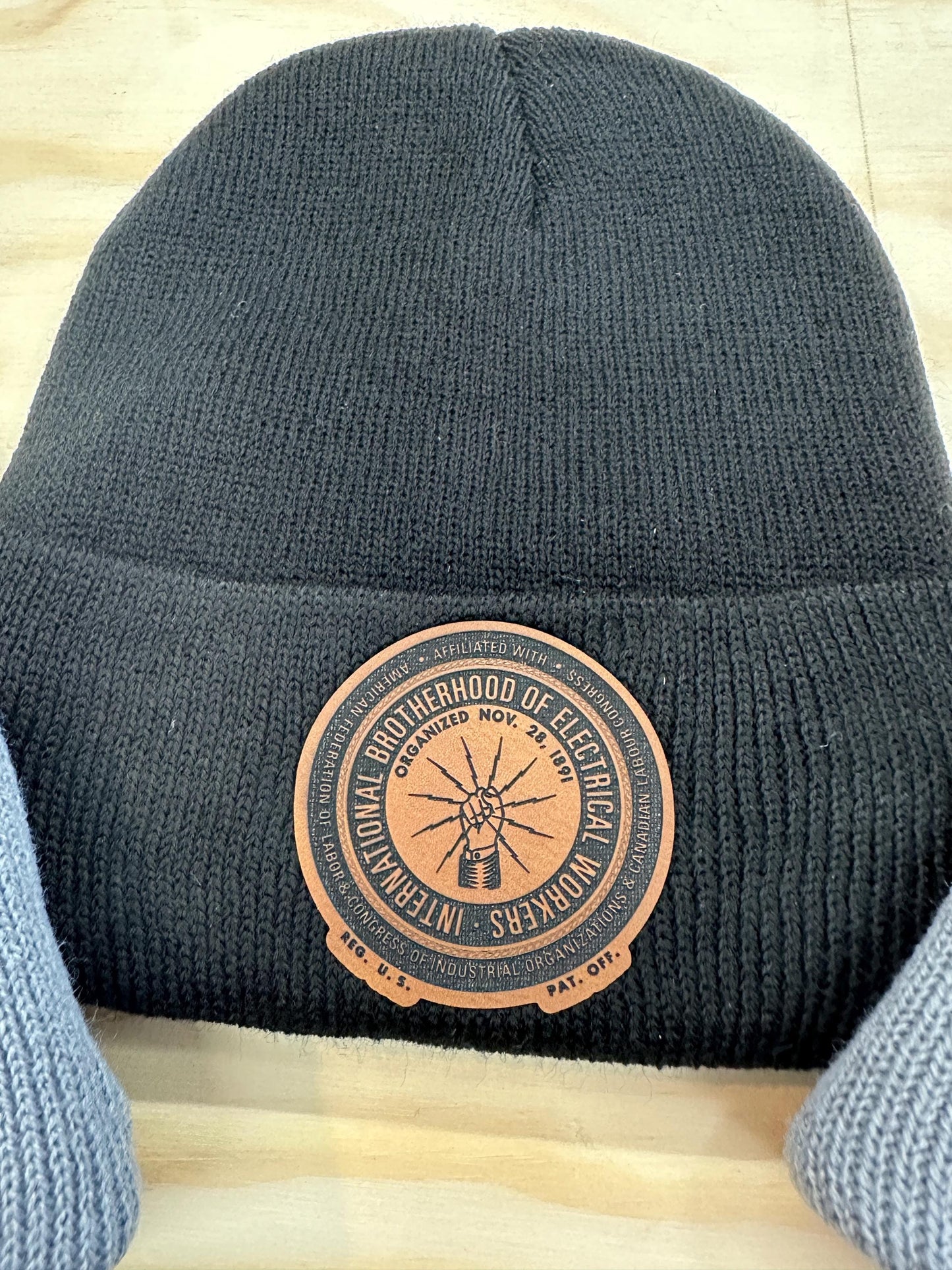 Custom Leather Patch Beanie