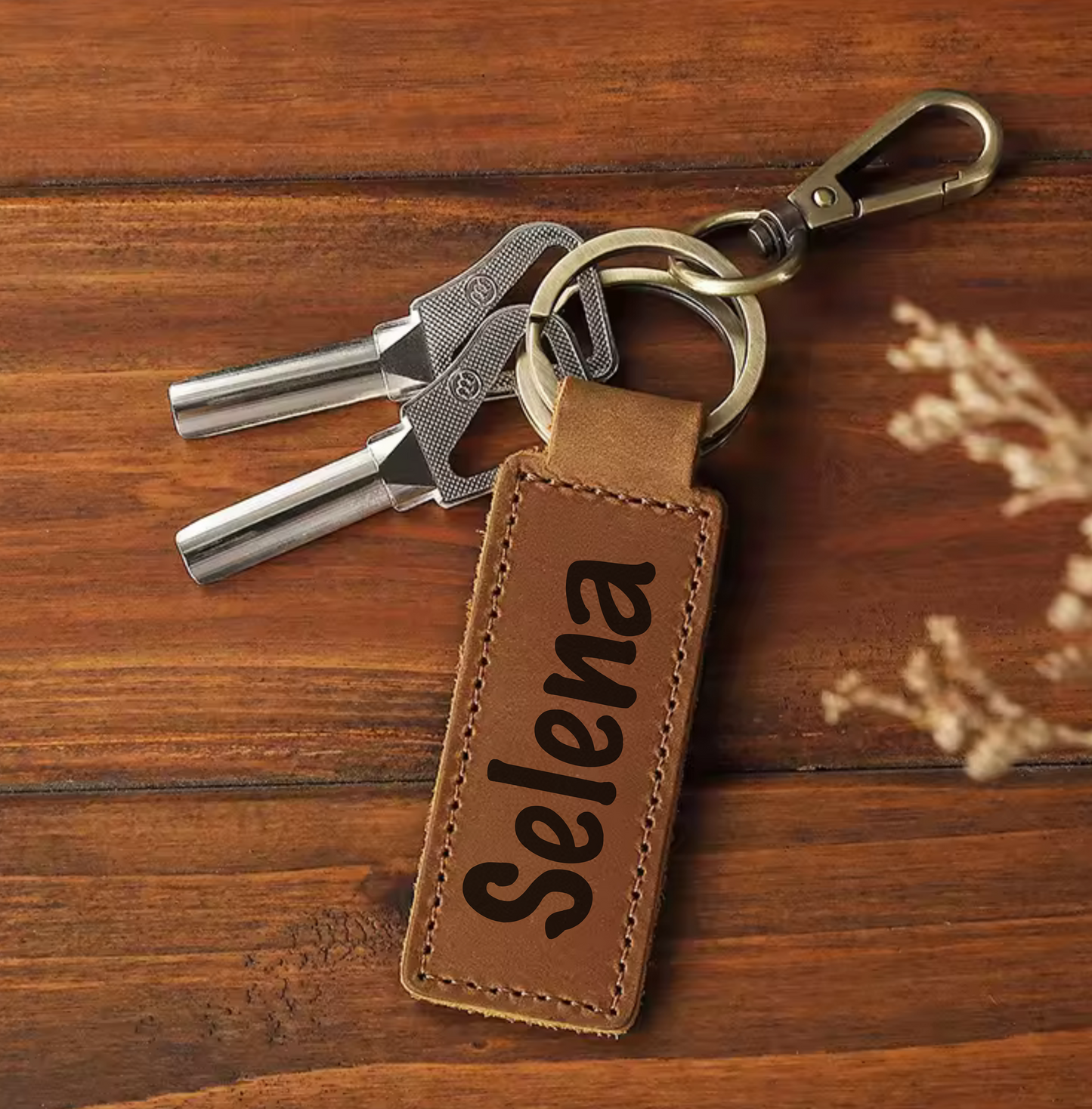 Personalized Laser Engraved Leather Keychain