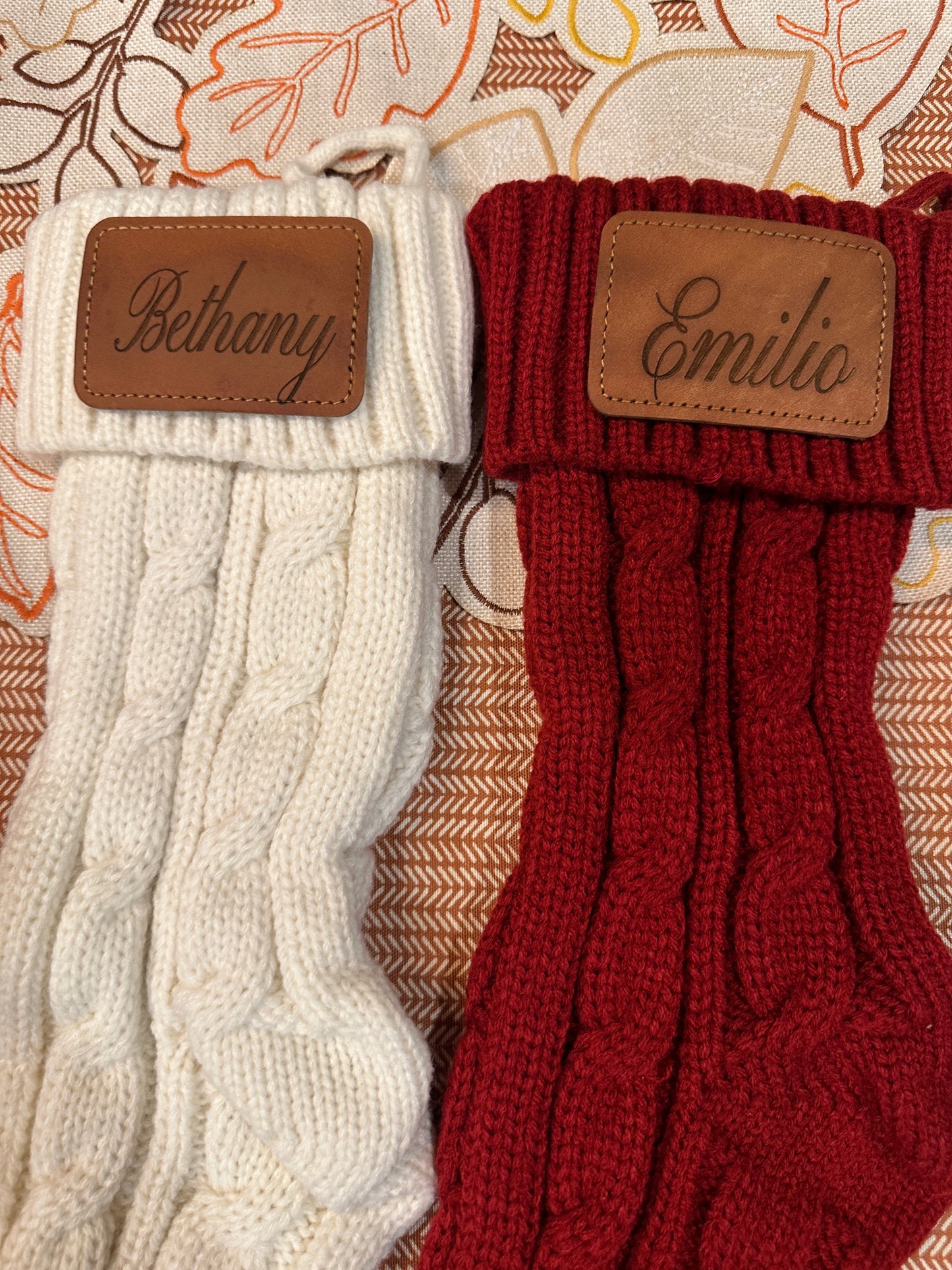 Personalized Leather Patch Christmas Stocking