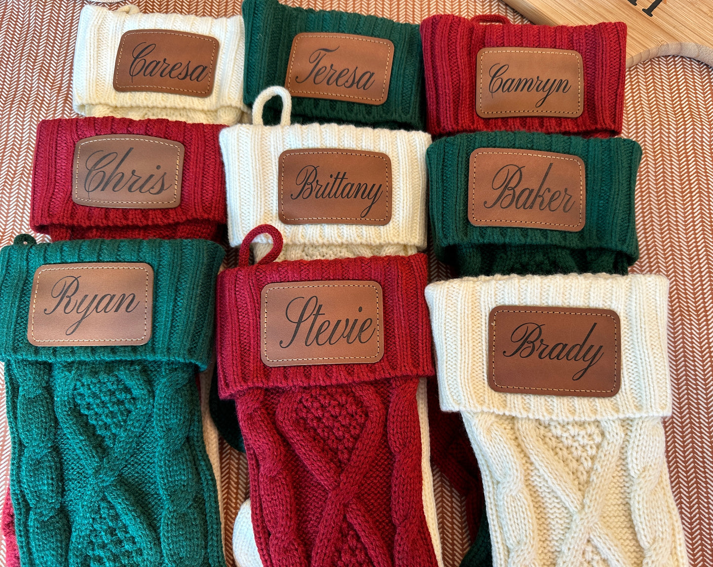 Personalized Leather Patch Christmas Stocking