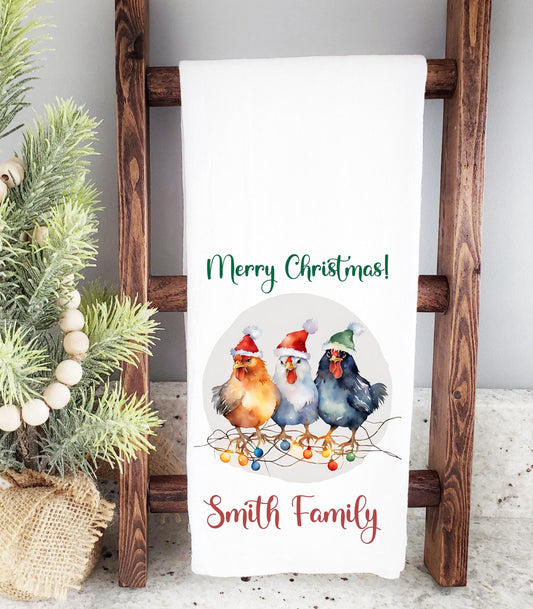 Personalized Christmas Chicken Kitchen Towel