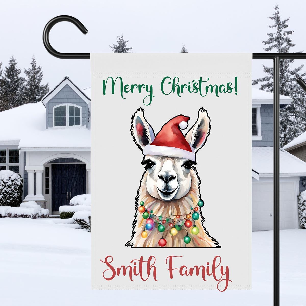 Personalized Christmas Family Name Garden Flag