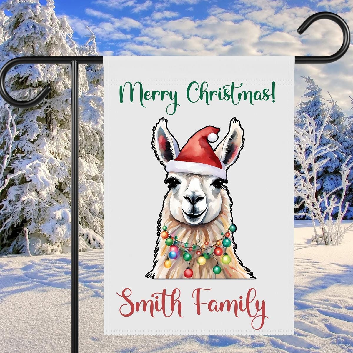 Personalized Christmas Family Name Garden Flag