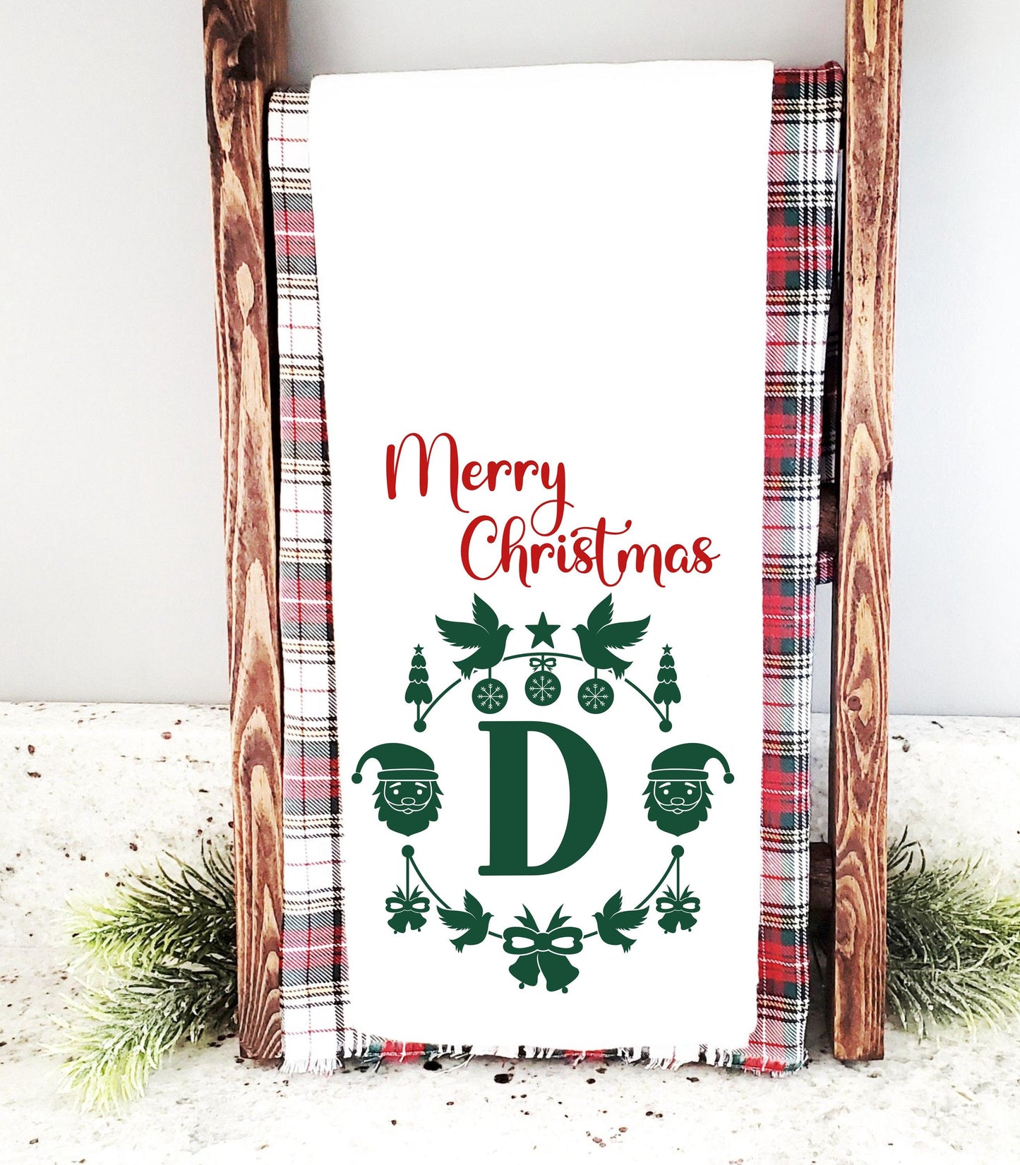 Personalized Christmas Monogram Kitchen Towel