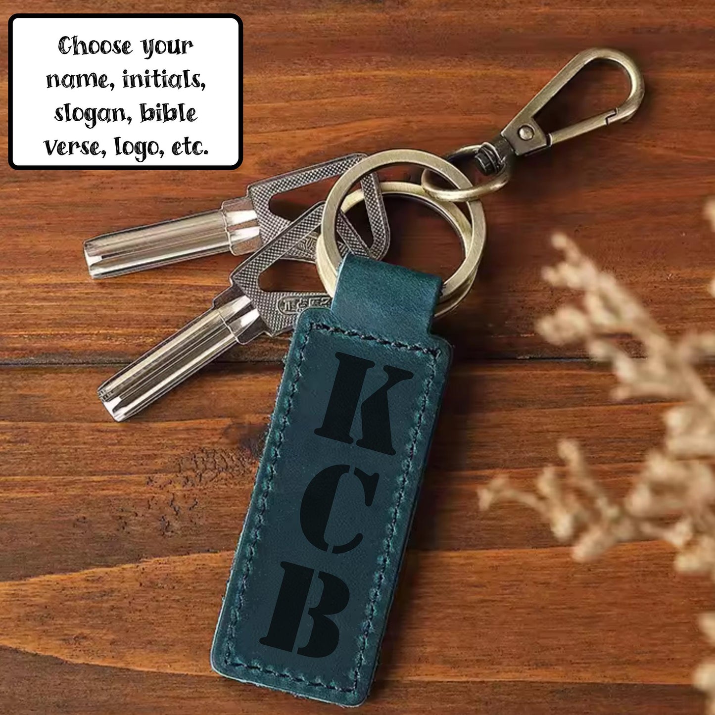 Personalized Laser Engraved Leather Keychain