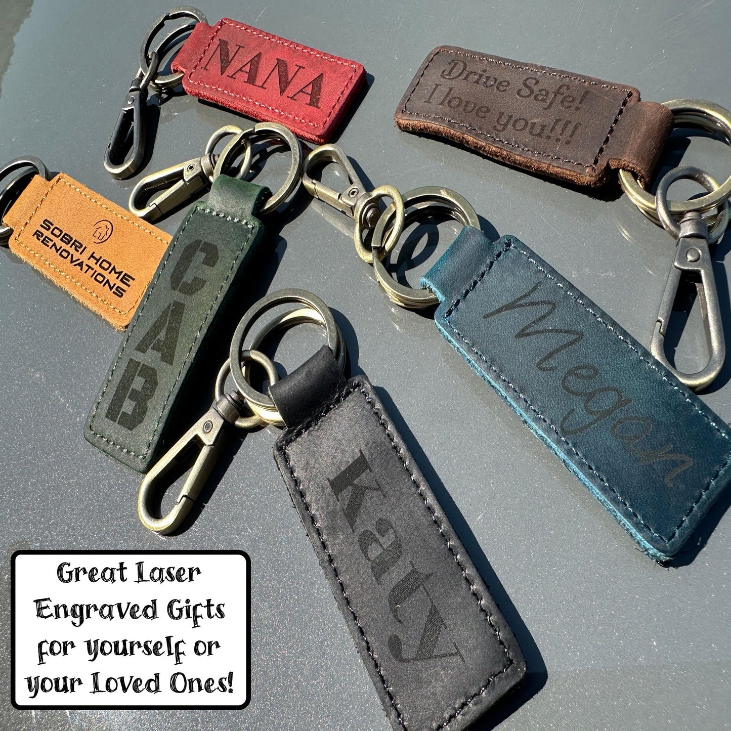 Personalized Laser Engraved Leather Keychain